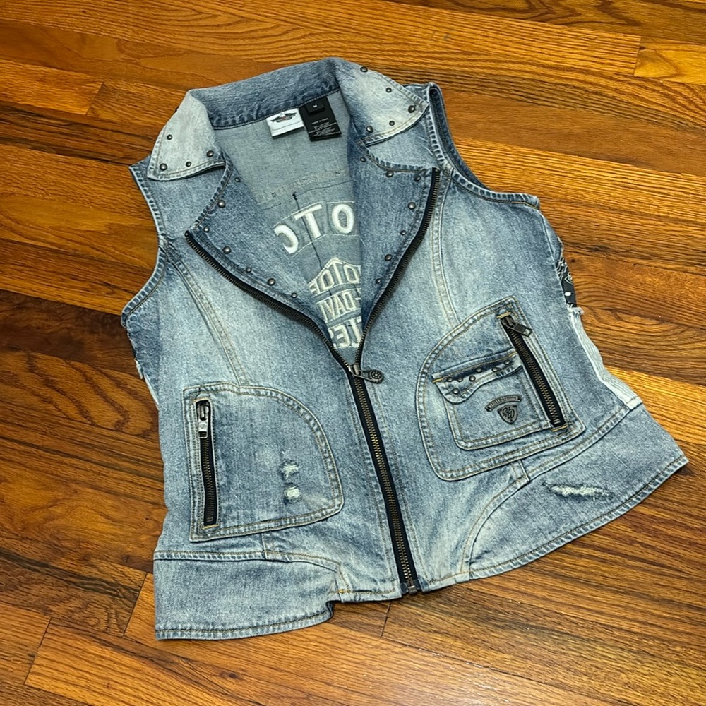 EUC Harley Davidson Jean Vest